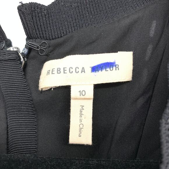 Rebecca Taylor Womens Sz 10 Dress Scalloped Edges Flounce Hem Black Sleeveless - Picture 6 of 8